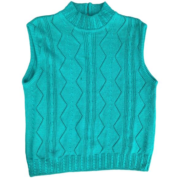 Russ Sweaters - Vintage Russ women large Chunky Knit Sweater Vest sleeveless